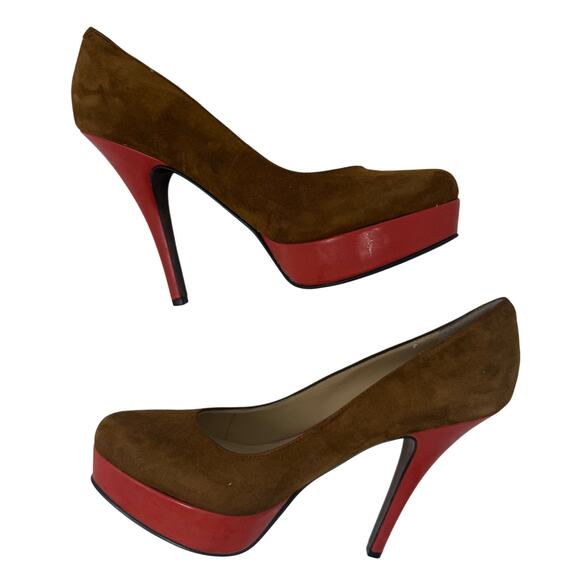 Enzo Angiolini Easmiles Brown Suede Coral Platform High Heel Pumps 6.5 - Picture 8 of 10